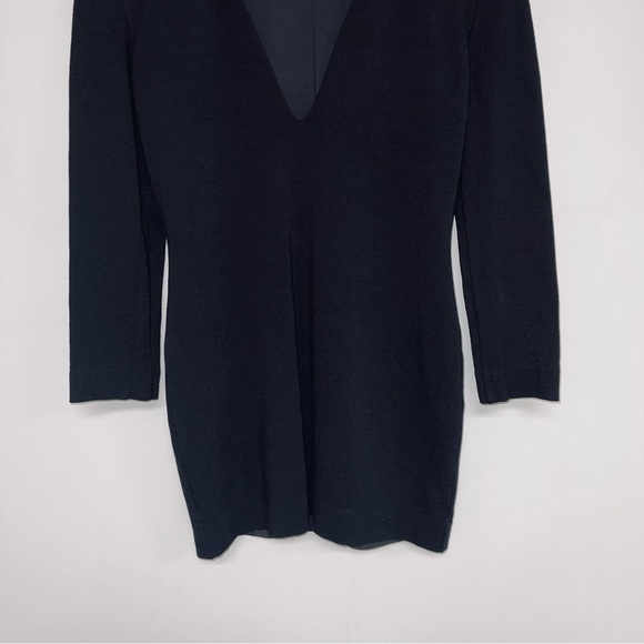 Bec and Bridge Dress Size 6 US Black Long Sleeve‎ Bodycon Deep V-Neckline Mini - Picture 4 of 7